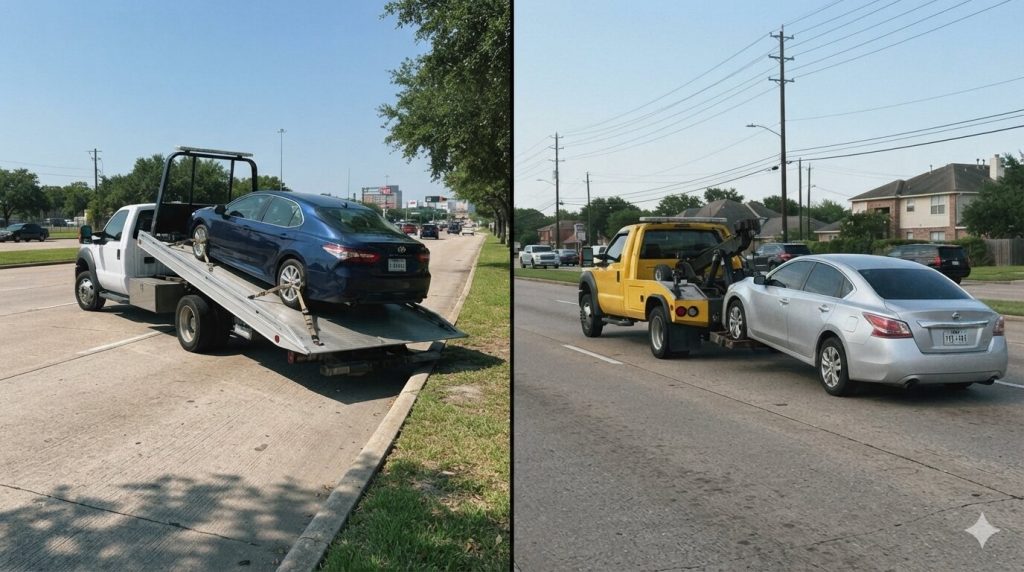 wheel-lift-vs-flatbed-tow-truck-comparison-houston-tx